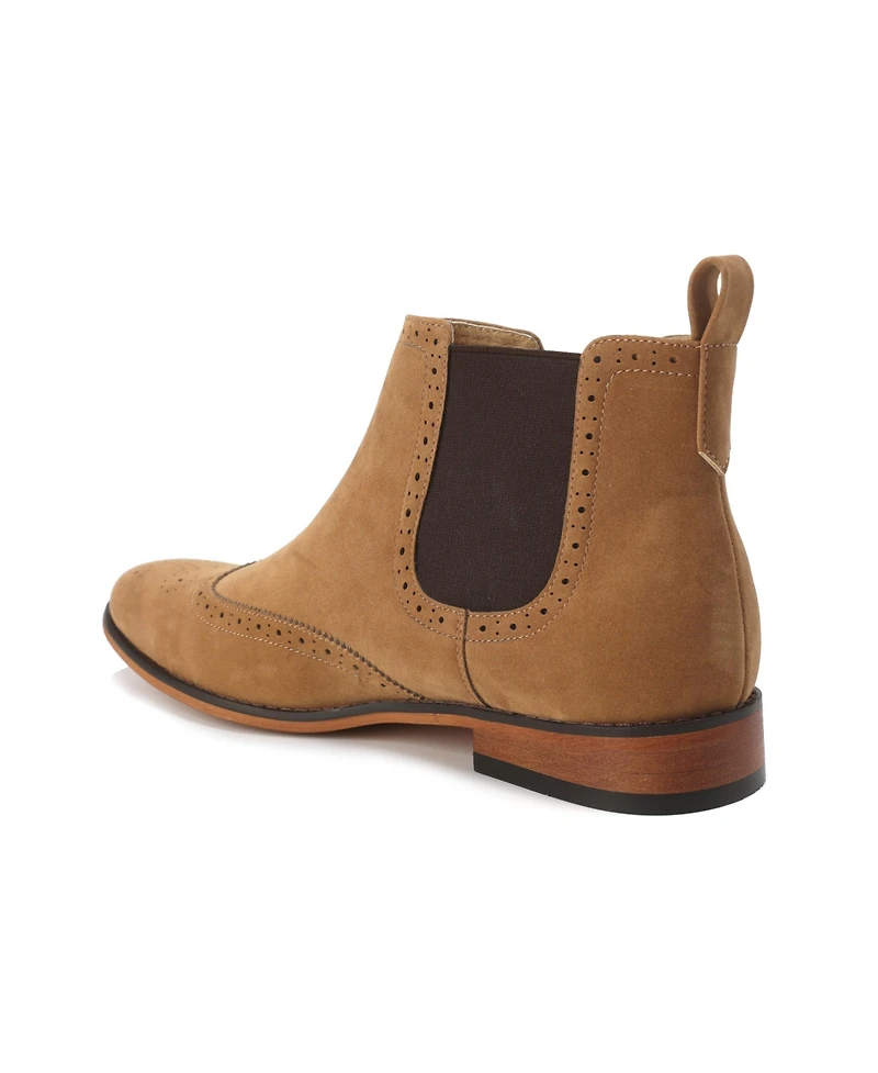 Gino Vitale Men's Slip On Wing Tip Chelsea Boots