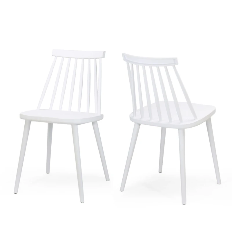 Streamdale Furniture Farmhouse Spindle Back Dining Chairs, Set Of 2, White