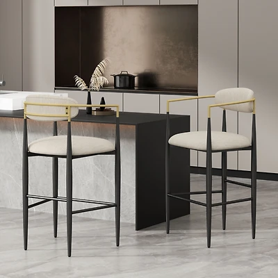 Streamdale Furniture Sleek And Sturdy Modern Barstools With Iron Frames And Fabric Upholstery