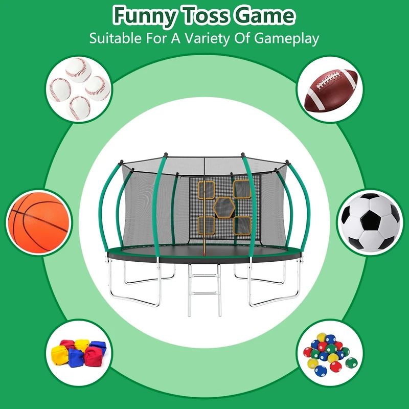 Streamdale Furniture 14FT Trampoline with Enclosure - Recreational Trampolines with Ladder, Astm Approval Outdoor Trampoline for Kids