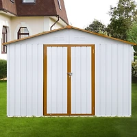 Streamdale Metal garden sheds 10ftx12ft outdoor storage sheds White+Yellow