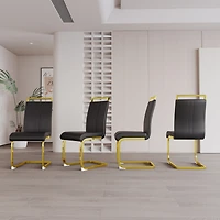 Streamdale Modern Faux Leather Dining Chairs with Golden Metal Legs (Set of 4)