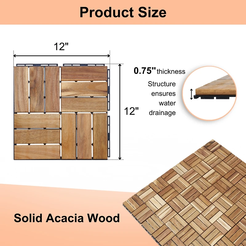 Streamdale 30x 12x12 Deck Tiles for Patio/Balcony