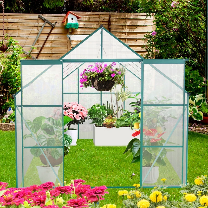 Streamdale 8x10FT Polycarbonate Greenhouse w/ Raised Base