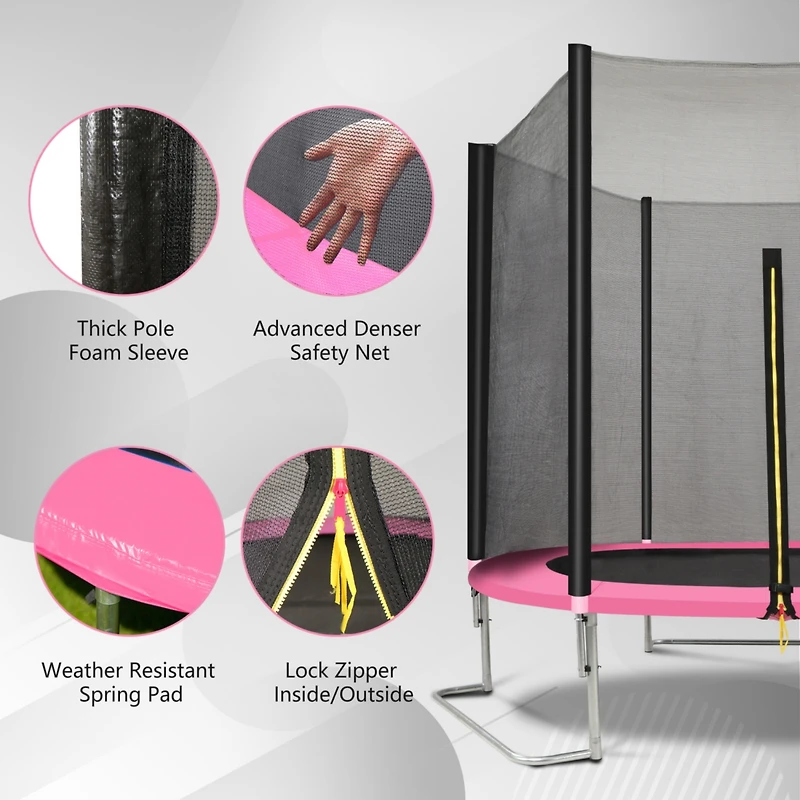 Streamdale 8FT Trampoline Outer Net-Pink and black