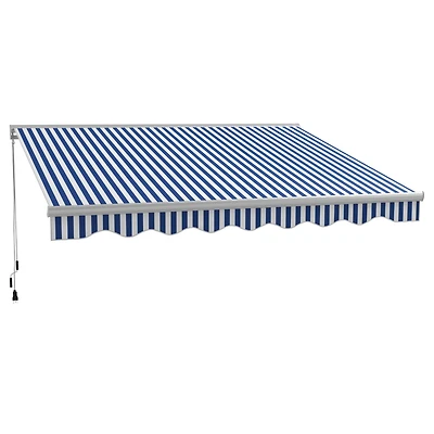 13' x 10' Electric Awning with Led Lights, Retractable Awning, UV40+ Sun Shade Shelter with Remote Controller and Crank Handle for Deck, Balcony, Yard