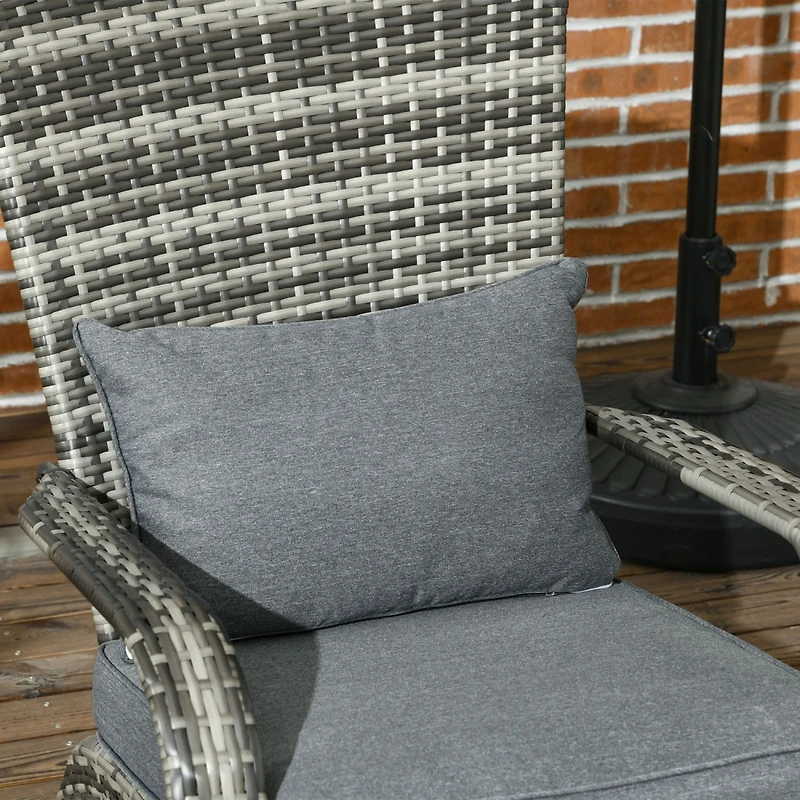 Patio Wicker Adirondack Chair, Outdoor All-Weather Rattan Fire Pit Chair w/ Soft Cushions, Tall Curved Backrest and Comfortable Armrests for Deck or G