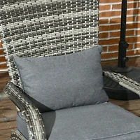 Patio Wicker Adirondack Chair, Outdoor All-Weather Rattan Fire Pit Chair w/ Soft Cushions, Tall Curved Backrest and Comfortable Armrests for Deck or G