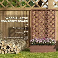 Raised Garden Bed with Trellis Lattice, Wood Planter Box with Self Draining Gap, Freestanding Trellis Planter for Climbing Plants, Vines, Flowers, 29.