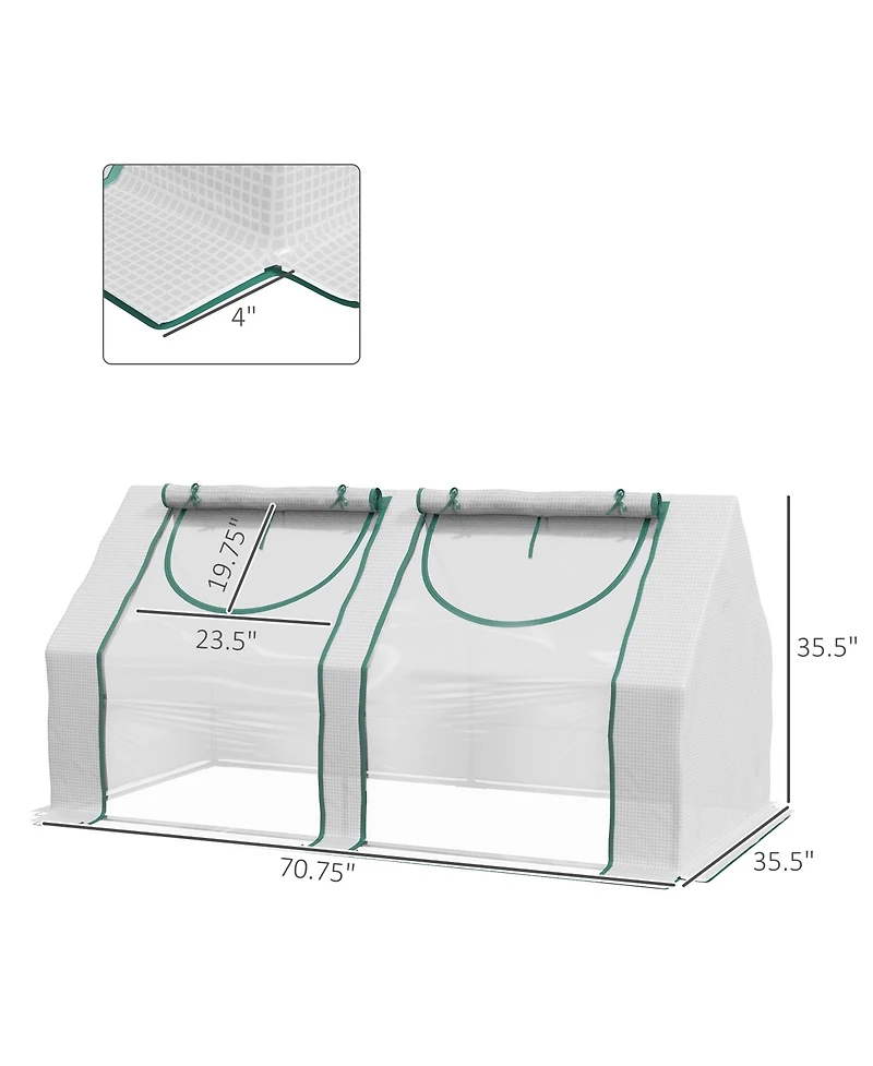 6' x 3' x 3' Portable Greenhouse, Garden Green House with 2 Pe/Plastic Covers, Steel Frame and 2 Roll Up Windows, Clear