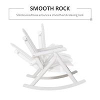 Outdoor Wooden Rocking Chair, Double-Person Rustic Adirondack Rocker with Slatted Seat, High Backrest, Armrests for Patio, Garden and Porch, White