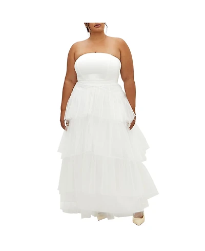 City Chic Plus Sweetheart Tulle Maxi Dress