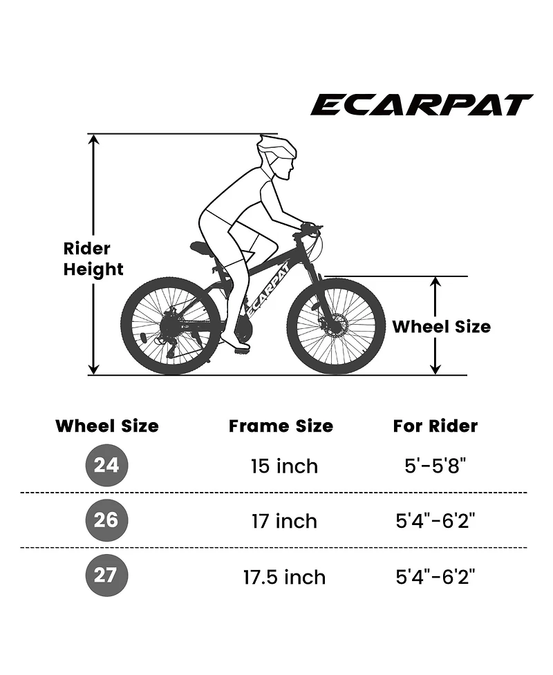 Streamdale Furniture Mountain Bike 24 Inch Wheels, 21-Speed Full Suspension Mens Womens Trail Commuter City Mountain Bike