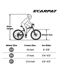 Streamdale Furniture Mountain Bike 24 Inch Wheels, 21-Speed Full Suspension Mens Womens Trail Commuter City Mountain Bike