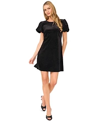 CeCe Women's Embellished Velvet Bubble-Sleeve Dress