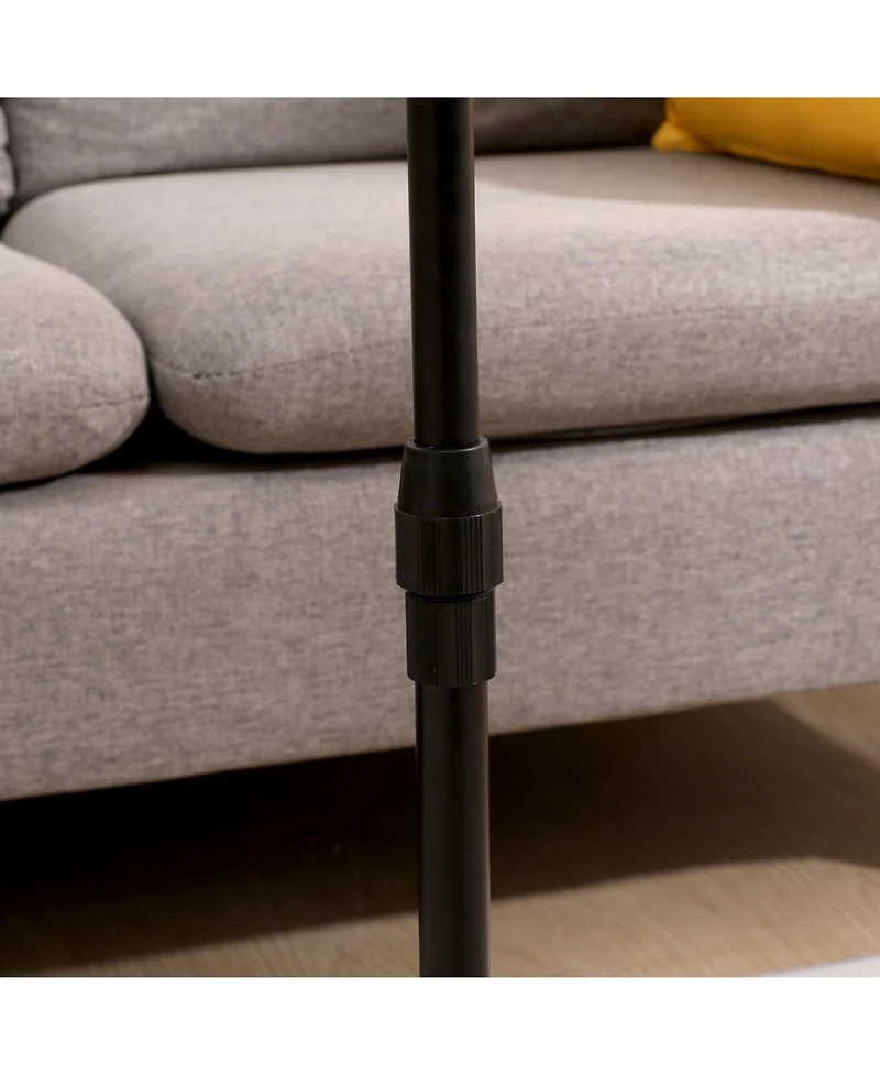 Streamdale Furniture Bamboo Couch Tray Table Height Adjustable C-Shaped End Table with Slots 2 Tier Sofa Side Table for Living Room & Bedroom (Rectang