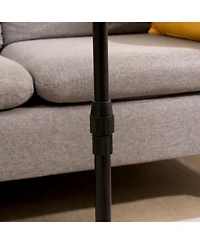 Streamdale Furniture Bamboo Couch Tray Table Height Adjustable C-Shaped End Table with Slots 2 Tier Sofa Side Table for Living Room & Bedroom (Rectang