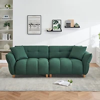 93.70 inches long, Teddy Sofa Fabric, with two matching pillows and three spacious and comfortable seats, for Apartment Office Living Room - Green