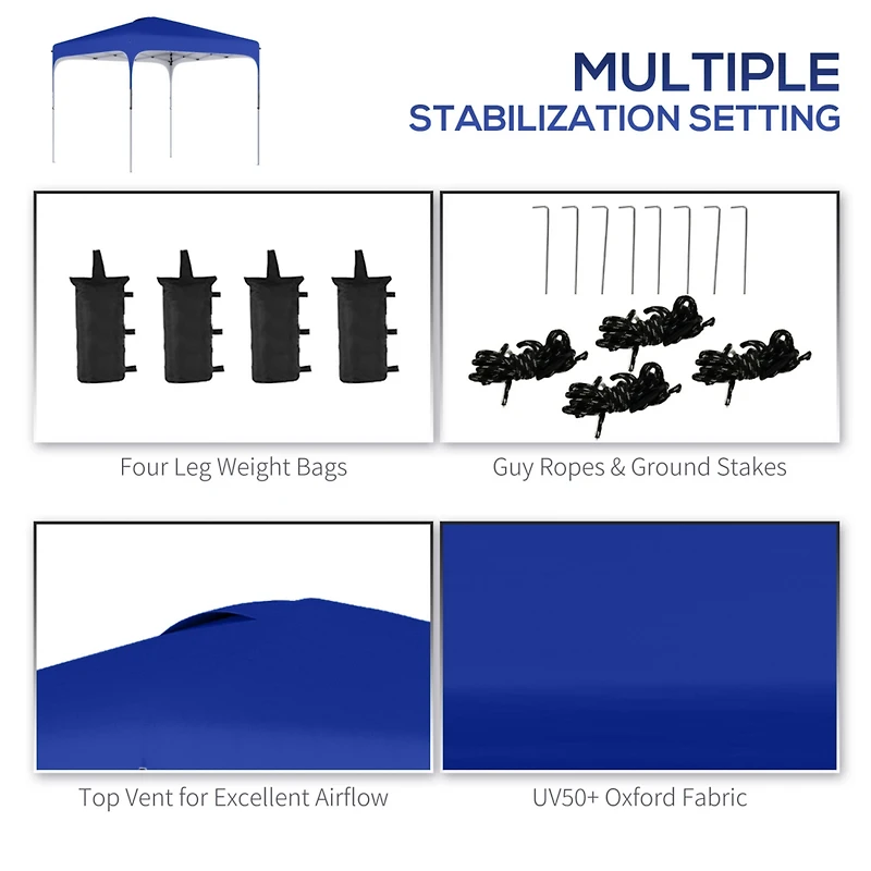 8' x 8' Pop Up Canopy Tent with Wheeled Carry Bag and 4 Sand Bags, Instant Sun Shelter, Tents for Parties, Height Adjustable, for Outdoor, Garden, Pat