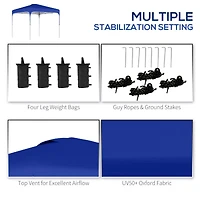 8' x 8' Pop Up Canopy Tent with Wheeled Carry Bag and 4 Sand Bags, Instant Sun Shelter, Tents for Parties, Height Adjustable, for Outdoor, Garden, Pat