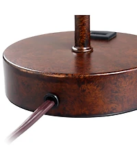 360 Lighting Justin Modern Accent Table Lamps 18 1/4" High Set of 2 Marbled Bronze Metal with Usb Charging Ports Oatmeal Drum Shade for Bedroom D