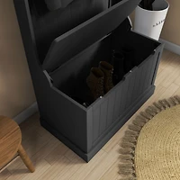 Streamdale Furniture 28" 3-In-1 Entryway Hall Tree with Storage Bench, Coat Rack with Four Hooks and Shoe Storage, Black