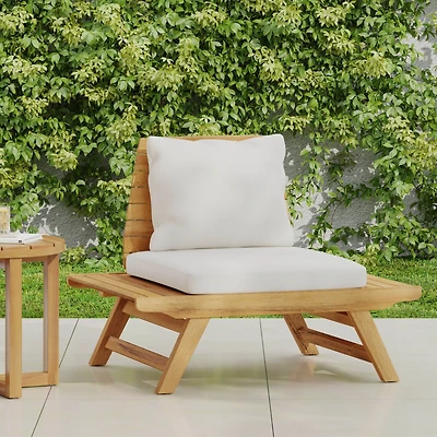 Streamdale Acacia Wood Club Chair With Water-Resistant Cushions