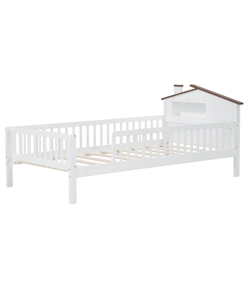 Streamdale Furniture Twin Platform Bed with House Headboard and Storage