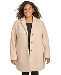Calvin Klein Plus Size Notched-Collar Single-Breasted Coat