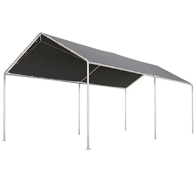 10'x20' Carport Heavy Duty Galvanized Car Canopy with Included Anchor Kit, 3 Reinforced Steel Cables, Grey