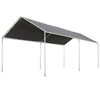 10'x20' Carport Heavy Duty Galvanized Car Canopy with Included Anchor Kit, 3 Reinforced Steel Cables, Grey