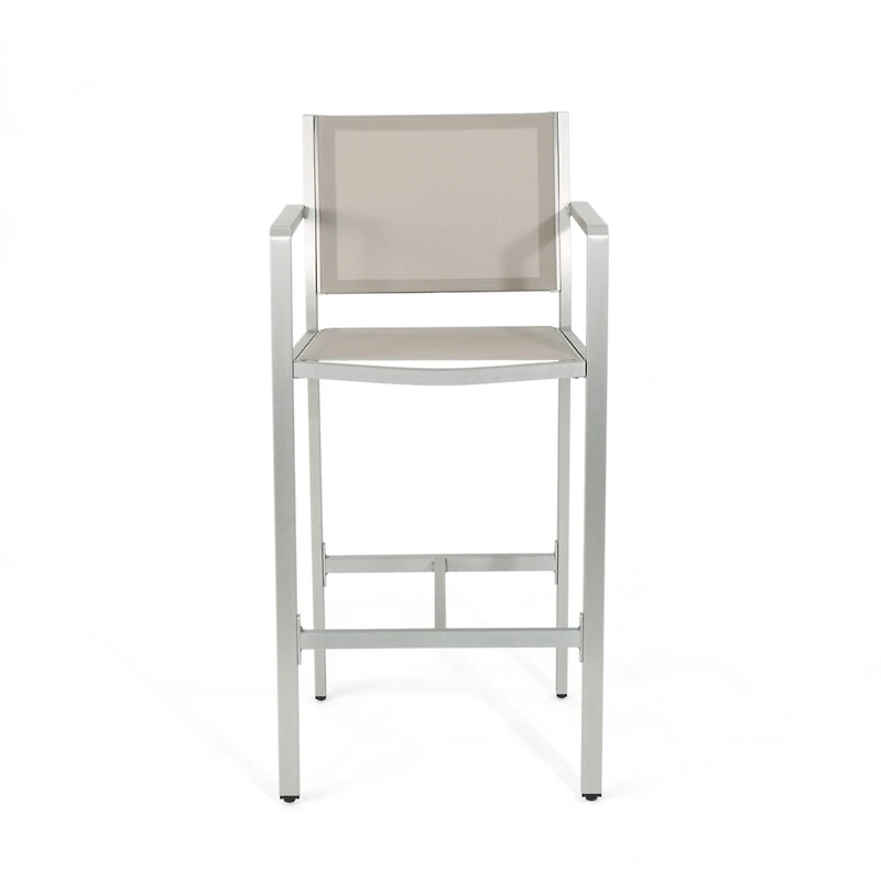 Streamdale Silver-Framed Grey Mesh Barstools (Set of 2)