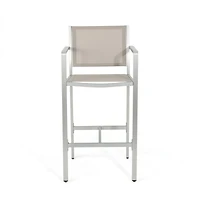 Streamdale Silver-Framed Grey Mesh Barstools (Set of 2)