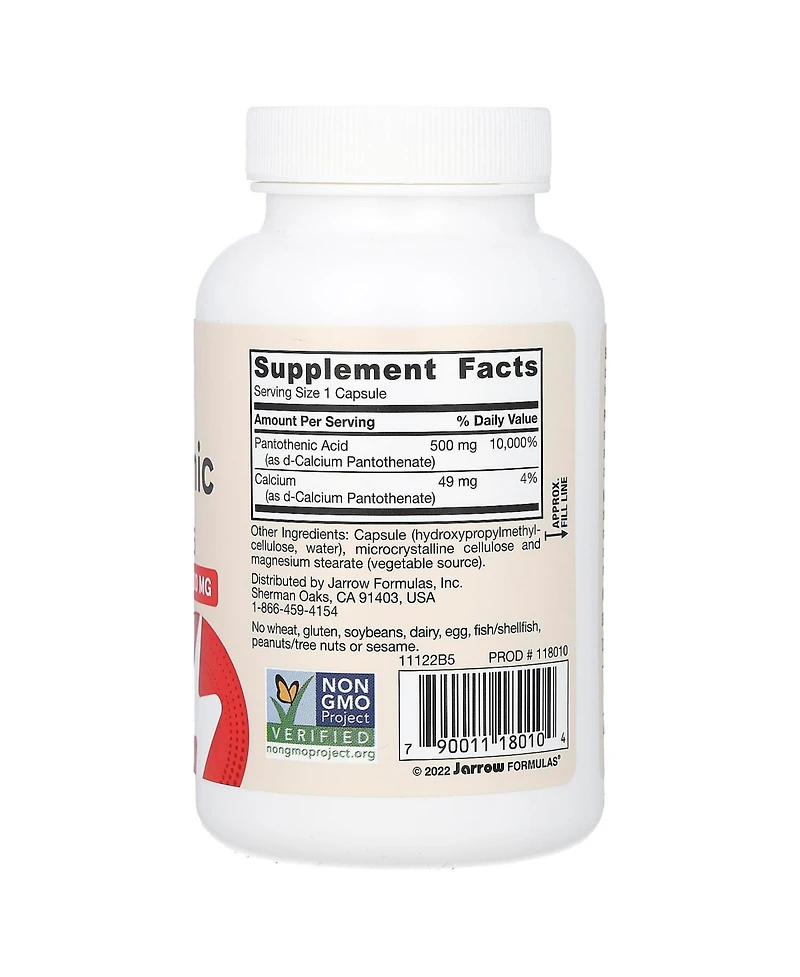 Jarrow Formulas Pantothenic Acid B5 500 mg
