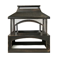 Streamdale Outdoor Wood-Burning Fireplace with Built-in Log Storage
