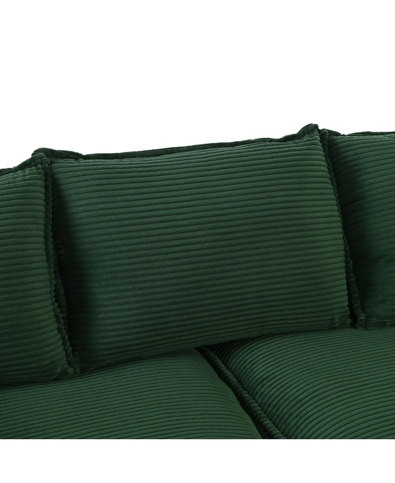 Streamdale Furniture 85.4" Modern Curved Sofa, Back Upholstered Couch with 2 Decorative Throw Pillows, Corduroy Fabric Couch for Living Room, Bedroom