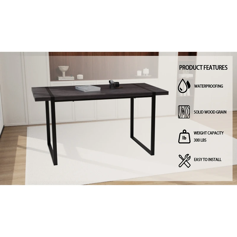 Streamdale Industrial Black Mdf Dining Table (59")