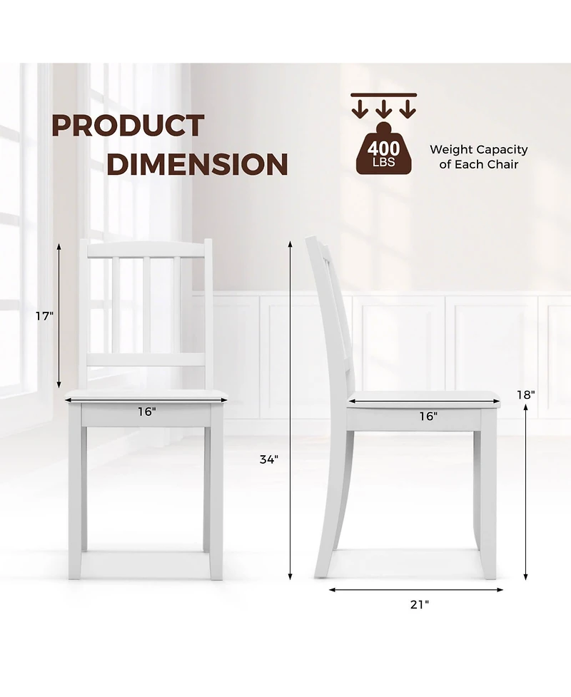 Wood Dining Chair Set of 2 with Rubber Wood Legs Curved Backrest for Kitchen