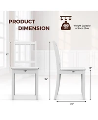 Wood Dining Chair Set of 2 with Rubber Wood Legs Curved Backrest for Kitchen