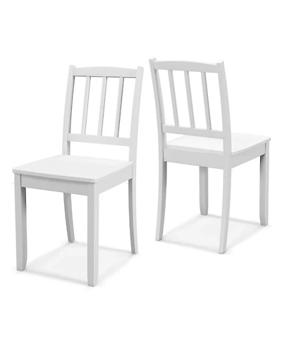 Wood Dining Chair Set of 2 with Rubber Wood Legs Curved Backrest for Kitchen