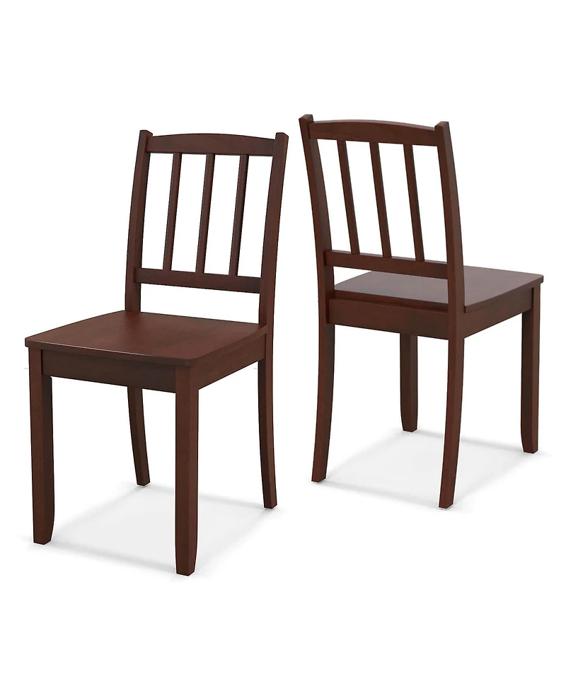 Wood Dining Chair Set of 2 with Rubber Legs Curved Backrest for Kitchen
