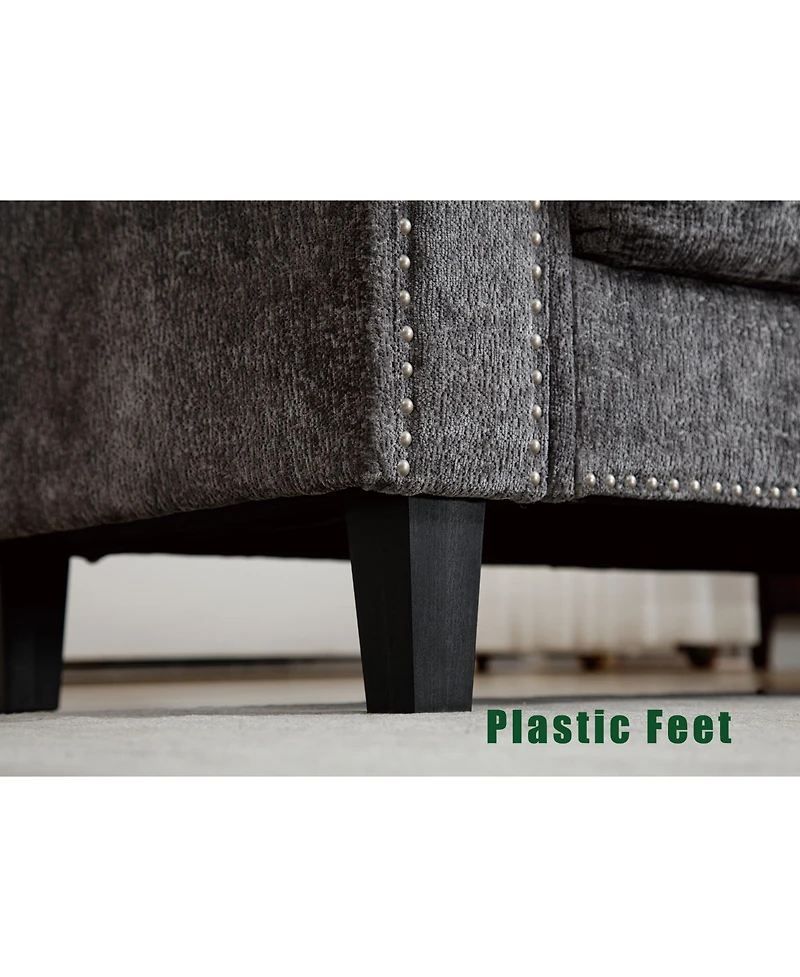 Streamdale Furniture 5 Seat Modular Sofa, with Storage Ottoman, Convertible Sectional Sofa, L Shaped Couch, Reversible Chaise, Riveted sofa, Chenille,