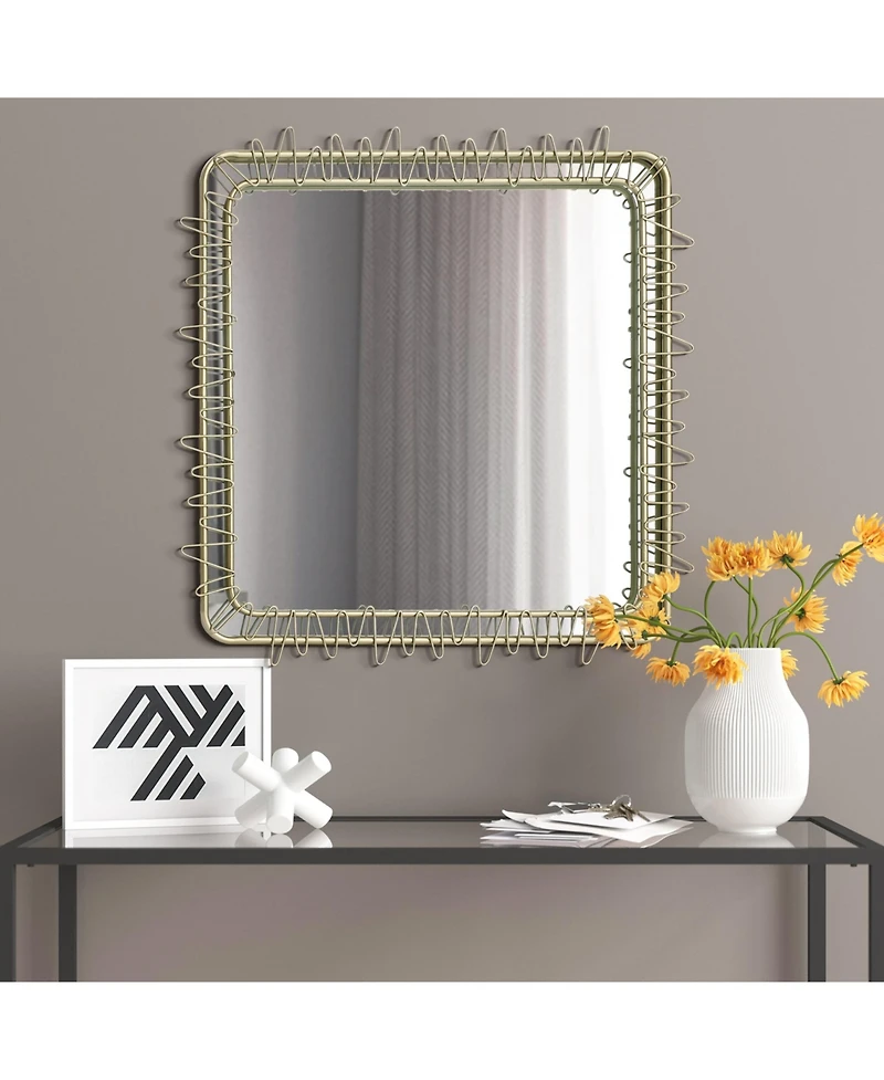 LuxenHome Gold Metal Frame 30.2-In Square Accent Wall Mirror
