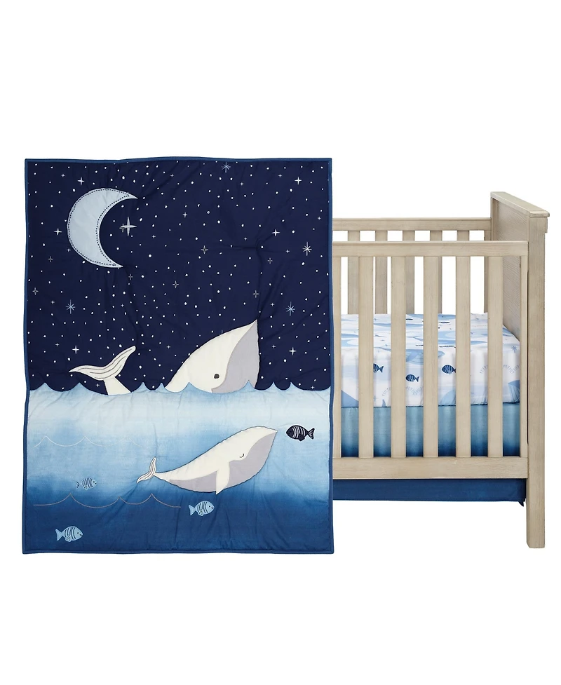 Lambs & Ivy Bubbles & Squirt 3-Piece Whale/Ocean Aquatic Baby Crib Bedding Set