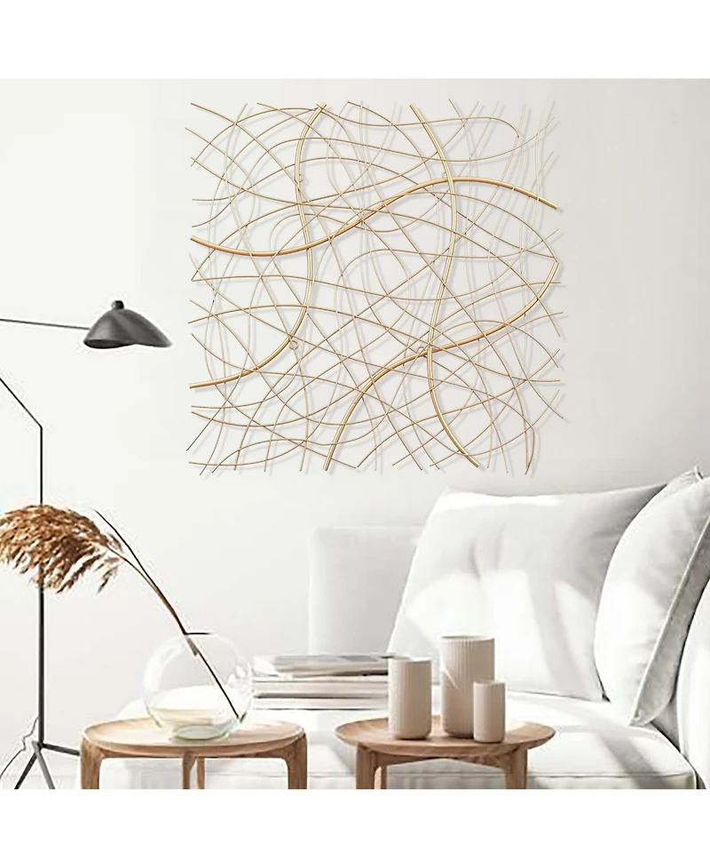 LuxenHome Handmade 26.4" Square Gold Modern Abstract Metal Wall Decor