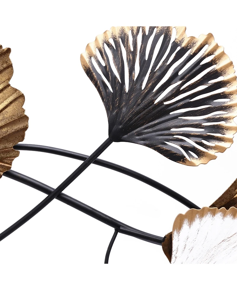 LuxenHome Metal Ginkgo Leaves Modern Wall Decor