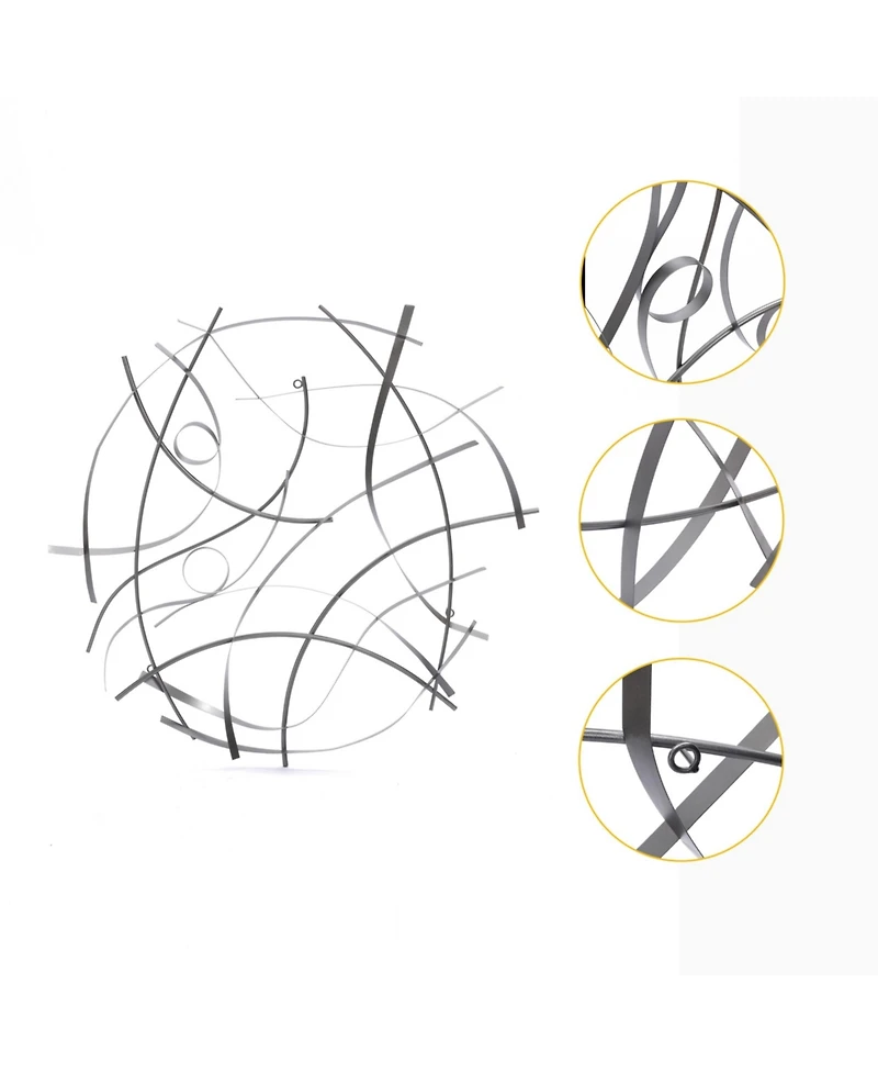 LuxenHome Silver and Gray Abstract Round Metal Wall Decor
