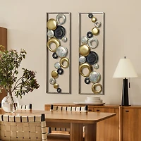 LuxenHome Set of 2 Modern Multi-Color Abstract Metal Wall Decor Panels Wall Art Large Wall Hanging Sculptures