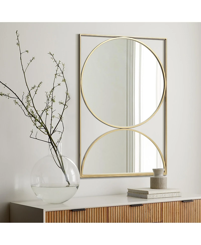 LuxenHome Gold Hourglass Frame Metal Modern Accent Wall Mirror