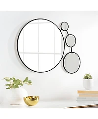 LuxenHome Circles Black Metal Frame Round Wall Mirror